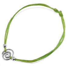 Armband "Spirale", 925 Silber und Stoff, grün