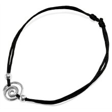 Armband "Spirale", 925 Silber und Stoff, schwarz
