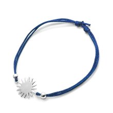 Armband "Sonne", 925 Silber und Stoff, dunkelblau