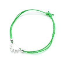 Armband "Krone", 925 Silber und Stoff, grün