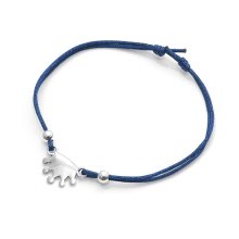 Armband "Krone", 925 Silber und Stoff, dunkelblau
