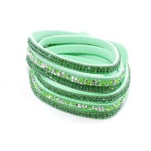 Wickelarmband, Glitzersteine, grün
