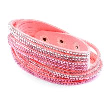 Wickelarmband, Glitzersteine, pink