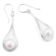 Ohrringe Paar, Silber mit Perle, Länge: 35 mm