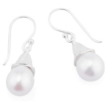 Ohrringe Paar, Silber mit Perle, Länge: 18 mm