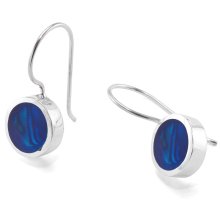Ohrringe, Silber mit blauer Paua Muschel, Ø 10 mm
