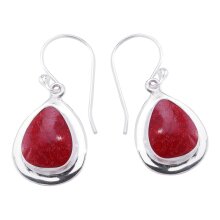 Ohrringe, Silber mit Schaumkoralle, Länge: 20 mm