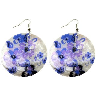 Ohrringe Paar "blaue Blüten" Ø 50 mm