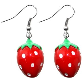 Ohrringe, Paar "Erdbeere", Länge: 22 mm