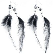 Ohrringe, Paar "Feder", Farbe: schwarz