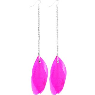 Ohrringe, Paar "Feder", Farbe: pink, Länge 85 mm