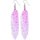 Ohrringe, Paar "Feder", Farbe: pink mit Muster, Länge: 70 mm