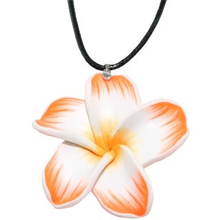 Halskette "Blüte" orange 65 x 65 mm, Kettenlänge verstellbar
