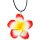 Halskette mit Blütenanhänger, Ø 65 mm, rot/gelb