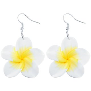 Ohrringe Paar "Blüte", Ø 35 mm, weiß/gelb