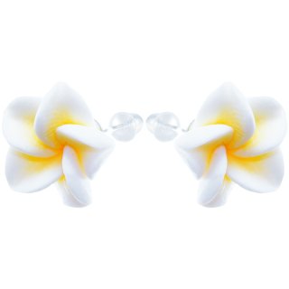 Ohrstecker Paar "Blüte", Ø 13 mm, weiß/gelb