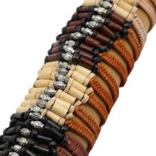 Armband aus Leder, Holz, Kokosholz und Acryl