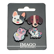 Pins, 4er-Set, Hund/Vogel/Pegasus/Hund