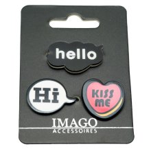 Pins, 3er-Set, Hi/Hello/Kiss me