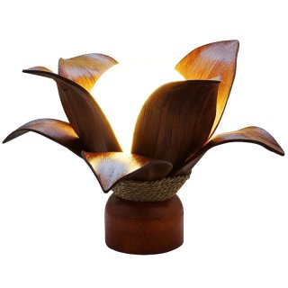 Lampe "Blüte" mit Kokospalmenblättern