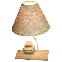 Lampe auf Teakholz, 2 "Steine" aus Holz,...