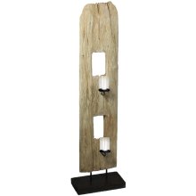 Teak wood object, 2 Tealight holder + glass, 100 cm