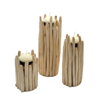 Teelichthalter 3er Set natur