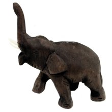 Elefant Rüssel hoch, Teakholz, 8 cm