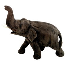 Elefant Rüssel hoch, Teakholz, 17 cm
