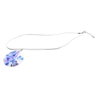 Halskette mit Anhänger "blaue Blüten"  Ø 50 mm