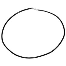 Halsband Leder, Silber Ø 3 mm, Länge: 42 cm