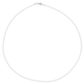 Halsband Leder, Silber Ø 3 mm, weiß, in verschiedenen Längen