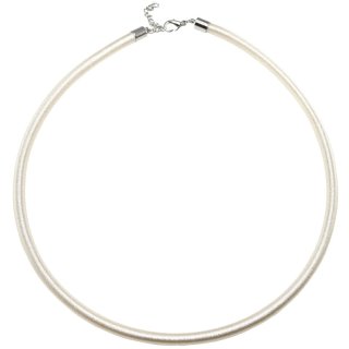 Halsband mit Satinnumwicklung Ø 5 mm, 50 cm, off white