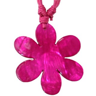 Halskette mit Anhänger, Perlmutt "Pink", Ø ca. 50 mm