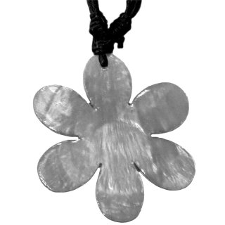 Halskette mit Anhänger, Perlmutt "Grau", Ø ca. 50 mm