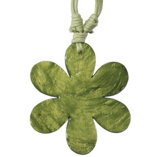 Halskette mit Anhänger, Perlmutt "Grün", Ø ca. 50 mm
