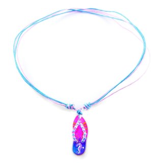 Halskette "Flip-Flop", Perlmutt, 38 x 13 mm, türkis/pink