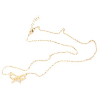 Halskette mit Anhänger "Schleife", Silber, goldfarben