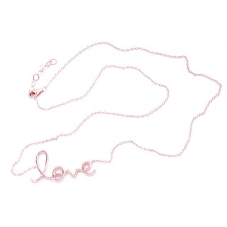 Halskette mit Anhänger "Love", Silber, roséfarben
