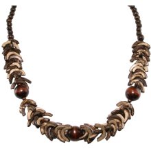 Halskette, Kokos-, Sonoholz, Länge: 70 cm
