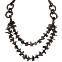 Halskette, Kokos-, Sonoholz, 2-teilig, Länge: 90 cm