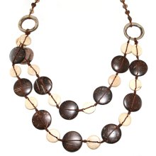 Halskette, Kokos-, Hibiskusholz, 2-teilig, Länge: 90 cm