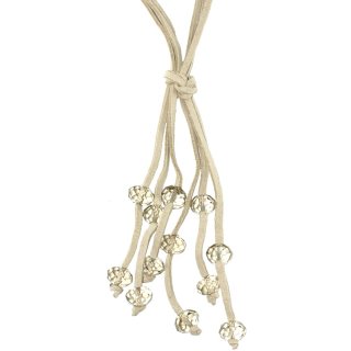 Halskette, Leder mit Steinen, Länge ca. 100 cm, "beige"