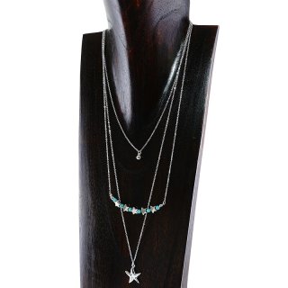 Halskette mit Anhänger "Seestern", silberfarben