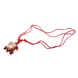 Halskette mit Anhänger "Schildkröte" aus Acryl, rot