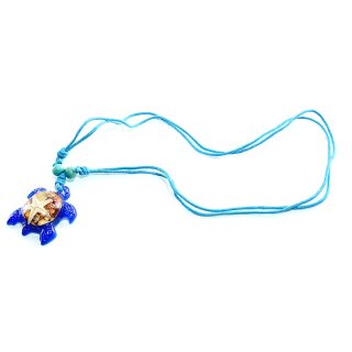 Halskette mit Anhänger "Schildkröte" aus Acryl, blau