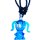 Glasanhänger mit Halskette, "Hund", 28 mm, blau
