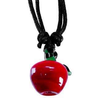 Glasanhänger mit Halskette, "Roter Apfel", 16 mm