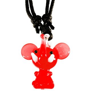 Glasanhänger mit Halskette, "Roter Elefant", 25 mm