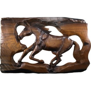 Wall relief "Horse", Teakwood lackered